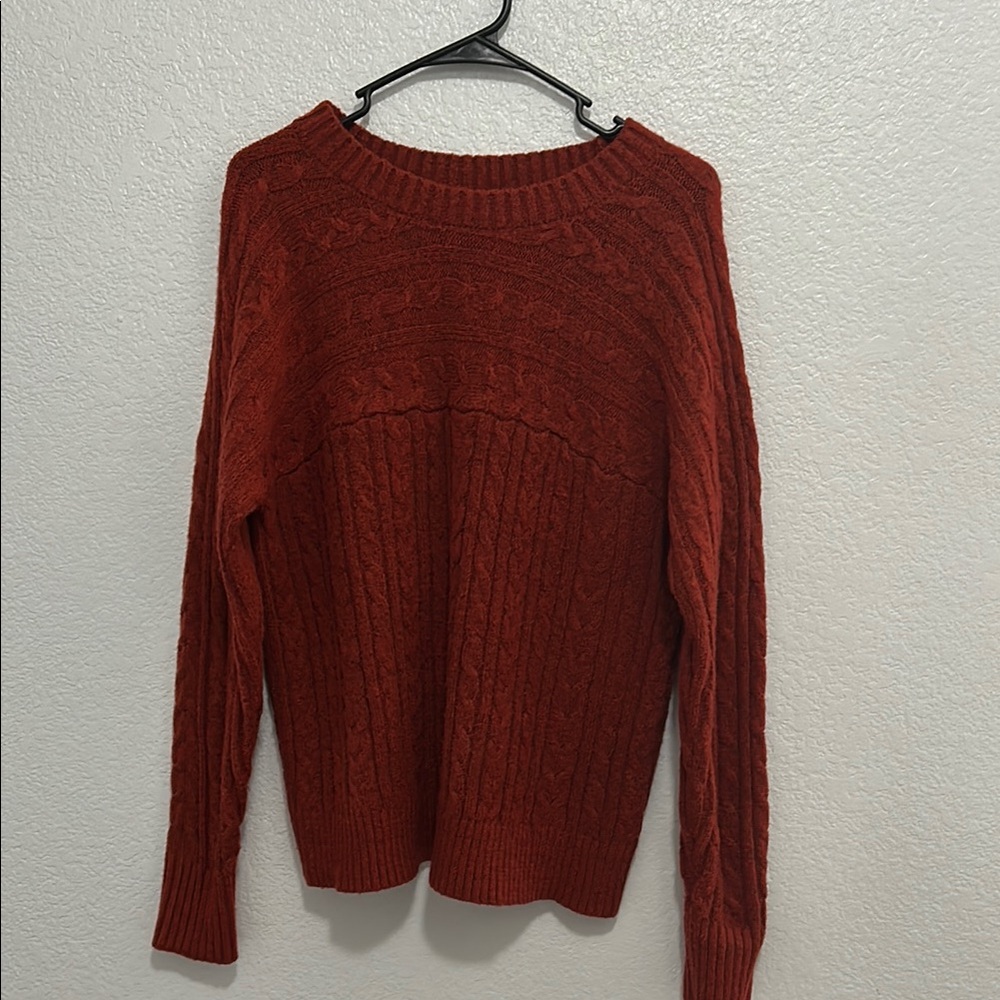 Cozy Cable Knit Sweater in Rust